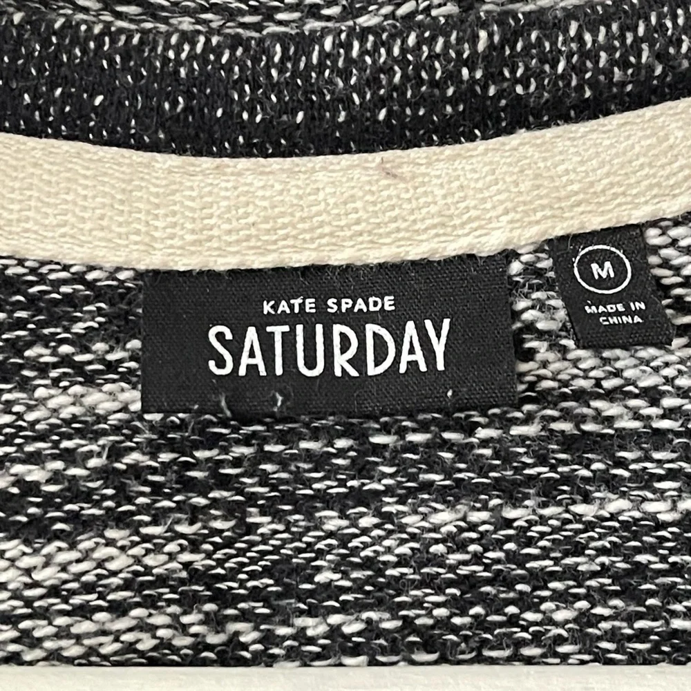 Kate Spade Saturday Black and Grey Marled Knit Hooded Vest M